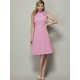 Charming High Neck Sleeveless Pleats Short Chiffon Bridesmaid Dresses