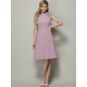 Charming High Neck Sleeveless Pleats Short Chiffon Bridesmaid Dresses
