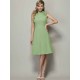 Charming High Neck Sleeveless Pleats Short Chiffon Bridesmaid Dresses