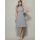 Charming High Neck Sleeveless Pleats Short Chiffon Bridesmaid Dresses