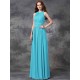 Charming Jewel Ruched Sleeveless Long Chiffon Bridesmaid Dresses