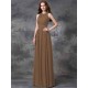 Charming Jewel Ruched Sleeveless Long Chiffon Bridesmaid Dresses