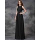 Charming Jewel Ruched Sleeveless Long Chiffon Bridesmaid Dresses