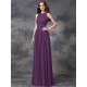 Charming Jewel Ruched Sleeveless Long Chiffon Bridesmaid Dresses