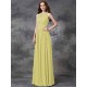Charming Jewel Ruched Sleeveless Long Chiffon Bridesmaid Dresses