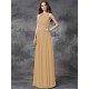 Charming Jewel Ruched Sleeveless Long Chiffon Bridesmaid Dresses