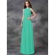Charming Jewel Ruched Sleeveless Long Chiffon Bridesmaid Dresses