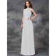 Charming Jewel Ruched Sleeveless Long Chiffon Bridesmaid Dresses