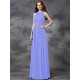 Charming Jewel Ruched Sleeveless Long Chiffon Bridesmaid Dresses