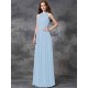 Charming Jewel Ruched Sleeveless Long Chiffon Bridesmaid Dresses