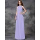 Charming Jewel Ruched Sleeveless Long Chiffon Bridesmaid Dresses