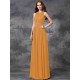 Charming Jewel Ruched Sleeveless Long Chiffon Bridesmaid Dresses
