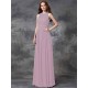 Charming Jewel Ruched Sleeveless Long Chiffon Bridesmaid Dresses