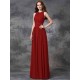 Charming Jewel Ruched Sleeveless Long Chiffon Bridesmaid Dresses