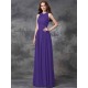 Charming Jewel Ruched Sleeveless Long Chiffon Bridesmaid Dresses