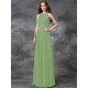 Charming Jewel Ruched Sleeveless Long Chiffon Bridesmaid Dresses