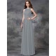 Charming Jewel Ruched Sleeveless Long Chiffon Bridesmaid Dresses