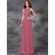 Charming Jewel Ruched Sleeveless Long Chiffon Bridesmaid Dresses