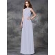 Charming Jewel Ruched Sleeveless Long Chiffon Bridesmaid Dresses