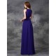 Charming Jewel Ruched Sleeveless Long Chiffon Bridesmaid Dresses