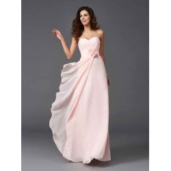 Gorgeous Sweetheart Hand-Made Flower Sleeveless Long Chiffon Bridesmaid Dresses