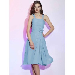 Charming Straps Sleeveless Pleats Applique Short Chiffon Bridesmaid Dresses