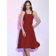 Charming Straps Sleeveless Pleats Applique Short Chiffon Bridesmaid Dresses
