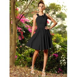 Chic Hand-Made Flower Sleeveless Short Chiffon Bridesmaid Dresses