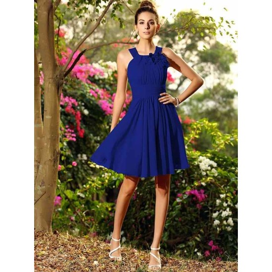 Chic Hand-Made Flower Sleeveless Short Chiffon Bridesmaid Dresses