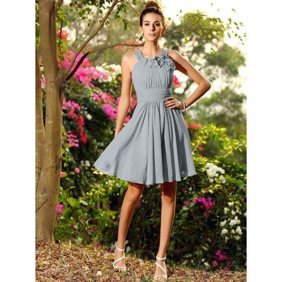 Chic Hand-Made Flower Sleeveless Short Chiffon Bridesmaid Dresses