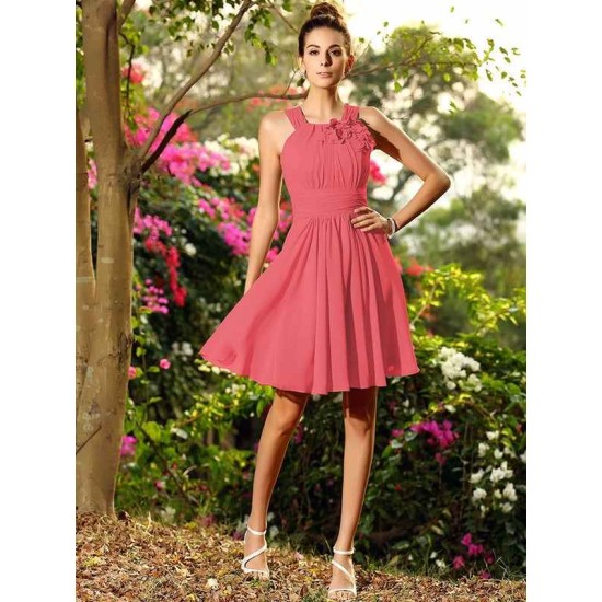 Chic Hand-Made Flower Sleeveless Short Chiffon Bridesmaid Dresses