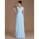 V-Neck Elegant Sleeveless Ruched Chiffon Bridesmaid Dresses