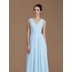 V-Neck Elegant Sleeveless Ruched Chiffon Bridesmaid Dresses