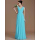 V-Neck Elegant Sleeveless Ruched Chiffon Bridesmaid Dresses