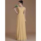 V-Neck Elegant Sleeveless Ruched Chiffon Bridesmaid Dresses