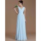V-Neck Elegant Sleeveless Ruched Chiffon Bridesmaid Dresses