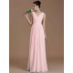 V-Neck Elegant Sleeveless Ruched Chiffon Bridesmaid Dresses