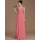 V-Neck Elegant Sleeveless Ruched Chiffon Bridesmaid Dresses
