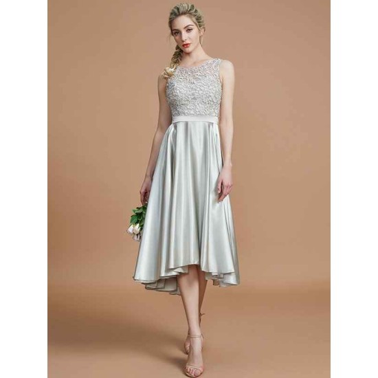 Modern Bateau Sleeveless Ruffles Asymmetrical Bridesmaid Dresses