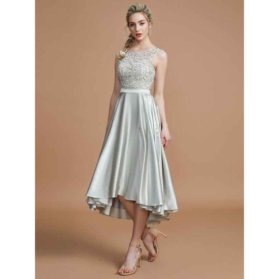 Modern Bateau Sleeveless Ruffles Asymmetrical Bridesmaid Dresses
