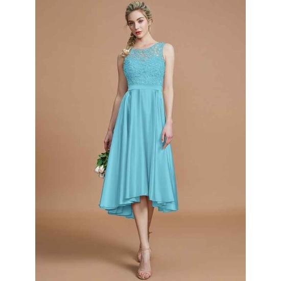 Modern Bateau Sleeveless Ruffles Asymmetrical Bridesmaid Dresses