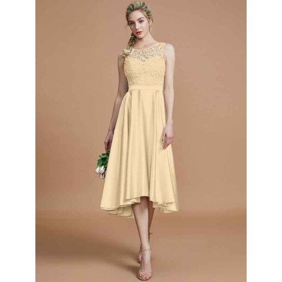 Modern Bateau Sleeveless Ruffles Asymmetrical Bridesmaid Dresses