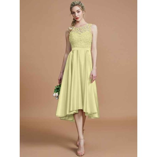 Modern Bateau Sleeveless Ruffles Asymmetrical Bridesmaid Dresses