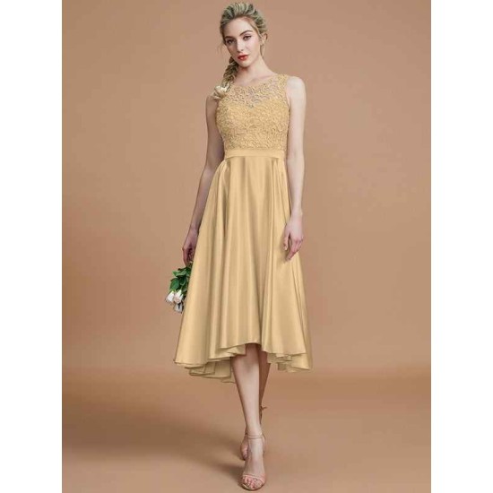 Modern Bateau Sleeveless Ruffles Asymmetrical Bridesmaid Dresses