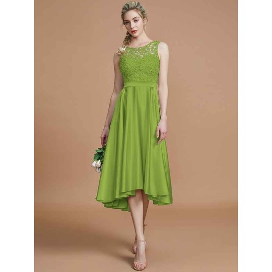 Modern Bateau Sleeveless Ruffles Asymmetrical Bridesmaid Dresses