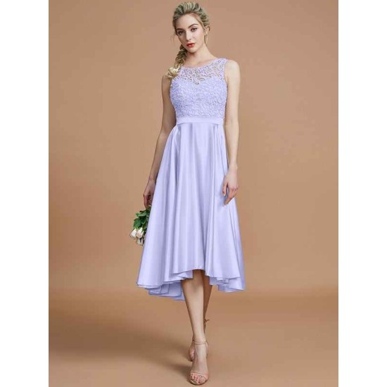 Modern Bateau Sleeveless Ruffles Asymmetrical Bridesmaid Dresses
