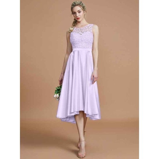 Modern Bateau Sleeveless Ruffles Asymmetrical Bridesmaid Dresses