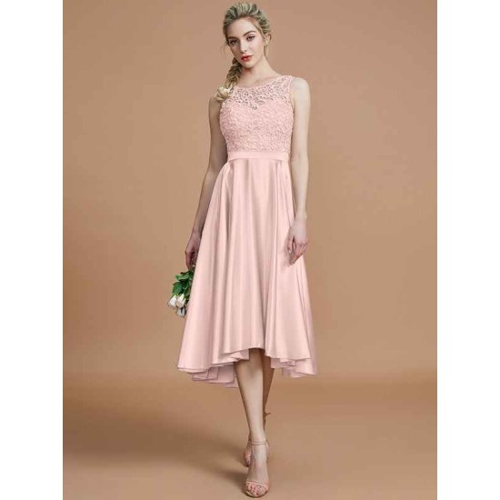 Modern Bateau Sleeveless Ruffles Asymmetrical Bridesmaid Dresses