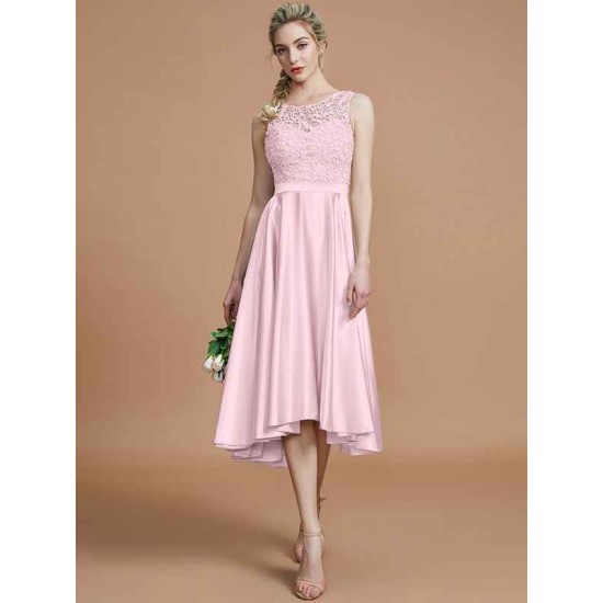 Modern Bateau Sleeveless Ruffles Asymmetrical Bridesmaid Dresses