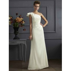 Classy Sleeveless One Shoulders Pleats Long Bridesmaid Dresses